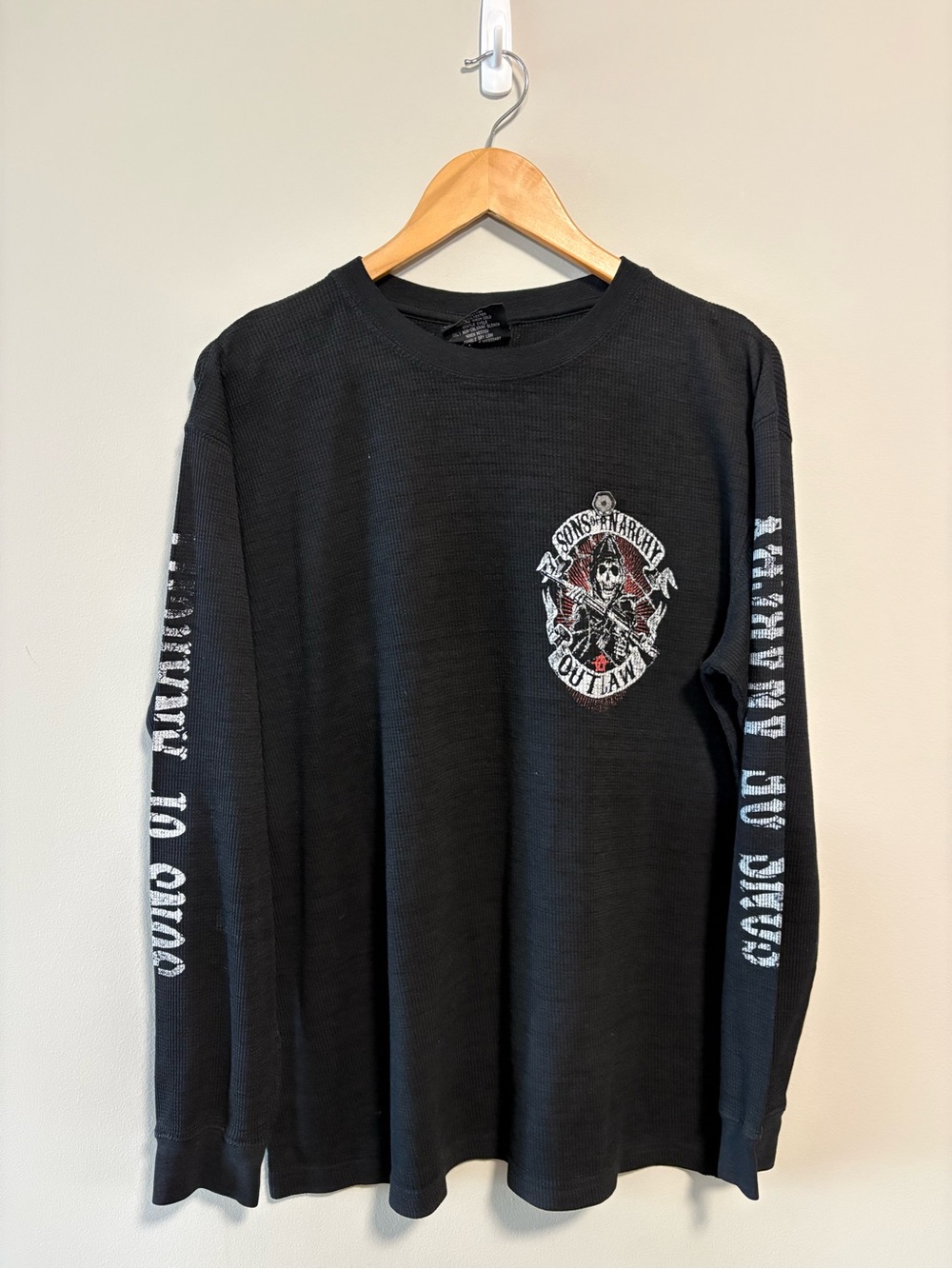 Vintage Y2K Sons of Anarchy Outlaw Graphic Thermal Long Sleeve Size L